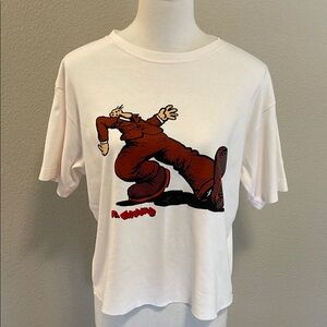 Marc Jacobs x R. Crumb Light Pink Raw Cropped Tee with Keep on Truckin